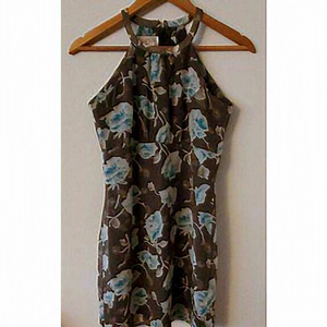 Ensembles Brown‎ White Floral High Neck Dress 7
